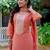 Floral embroidered silk round neck kurta trouser & dupatta set