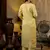Floral embroidered silk round neck kurta trouser & dupatta set