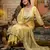 Floral embroidered silk round neck kurta trouser & dupatta set