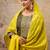 Floral embroidered silk round neck kurta trouser & dupatta set