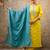 Floral embroidered silk round neck kurta trouser & dupatta set