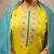 Floral embroidered silk round neck kurta trouser & dupatta set