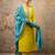 Floral embroidered silk round neck kurta trouser & dupatta set