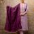 Floral embroidered silk round neck kurta trouser & dupatta set