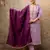 Floral embroidered silk blend round neck kurta trouser & dupatta set