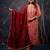 Floral embroidered silk round neck kurta trouser & dupatta set