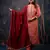 Floral embroidered silk blend round neck kurta trouser & dupatta set
