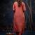 Floral embroidered silk round neck kurta trouser & dupatta set