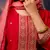 Floral embroidered silk round neck kurta trouser & dupatta set