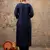 Floral embroidered silk round neck kurta trouser & dupatta set