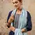Floral embroidered silk round neck kurta trouser & dupatta set