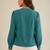 Women teal embroidered collar shirt