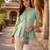 Women mint green embroidered peplum top