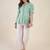 Women mint green embroidered peplum top