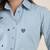 Women sky blue heart embroidered cotton casual shirt with full sleeves