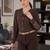Women brown embroidered full sleeve casual shirt