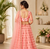 Peach Embroidered Net Semi Stitched Lehenga Choli Traditional Wear Collection