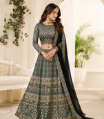 Multicolor Printed Silk Semi Stitched Lehenga Choli Traditional Wear Collection