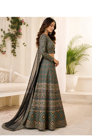 Multicolor Printed Silk Semi Stitched Lehenga Choli Traditional Wear Collection 2