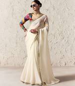 OFF WHITE FANCY embroidered saree with blouse