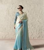 SKYBLUE FANCY embroidered saree with blouse