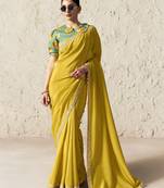 YELLOW FANCY embroidered saree with blouse