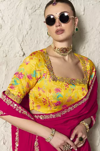 RANIPINK FANCY embroidered saree with blouse