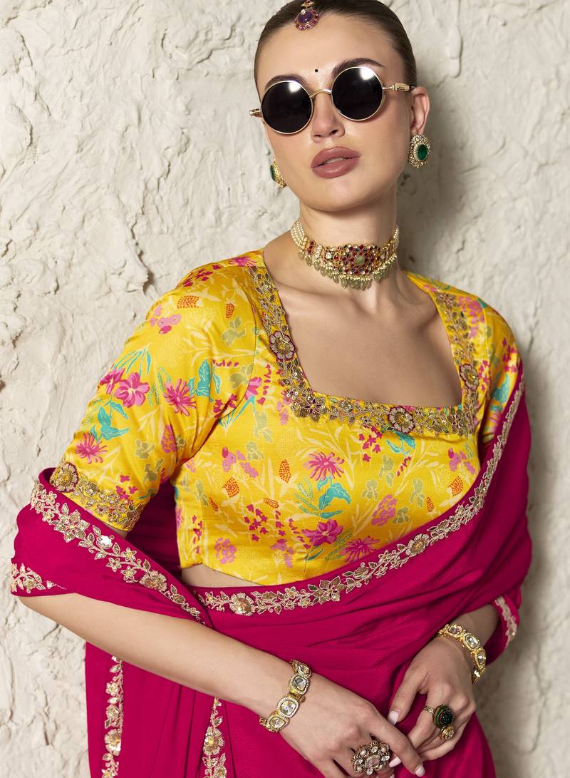 RANIPINK  FANCY embroidered saree with blouse