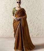 BROWN FANCY embroidered saree with blouse