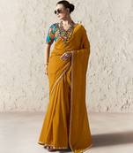  ORANGE FANCY embroidered saree with blouse