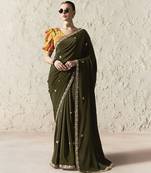  OLIVE FANCY embroidered saree with blouse