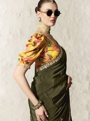  OLIVE FANCY embroidered saree with blouse 2
