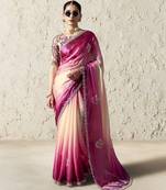 PINK FANCY embroidered saree with blouse