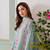 sky blue crepe embroidered mirror work kurta set