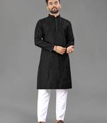 Black cotton butta work work men kurta pyjama