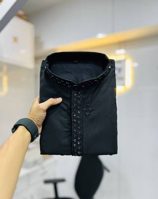 Black cotton butta work work men kurta pyjama 2