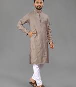 Brown cotton butta work work men kurta pyjama
