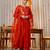 rust orange chanderi silk blend embroidered anarkali suit set