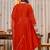 rust orange chanderi silk blend embroidered anarkali suit set
