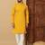 Yellow cotton blend sequins thread work work men kurta pyjama