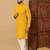 Yellow cotton blend sequins thread work work men kurta pyjama