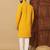 Yellow cotton blend sequins thread work work men kurta pyjama