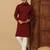 Maroon cotton blend sequins thread work work men kurta pyjama