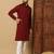 Maroon cotton blend sequins thread work work men kurta pyjama
