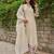  ivory cream floral embroidered anarkali kurta pant set with chanderi dupatta