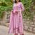  baby pink floral embroidered anarkali kurta pant set with chanderi dupatta
