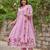  baby pink floral embroidered anarkali kurta pant set with chanderi dupatta