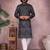 Black heavy cotton sequence work and print work men kurta pyjama