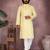 Yellow heavy cotton sequence work and print work men kurta pyjama
