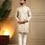Cream royal silk embroidery sequence work work men kurta pyjama